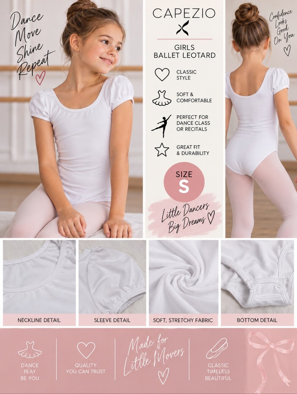Capezio girls size small ballet white Leotard #19